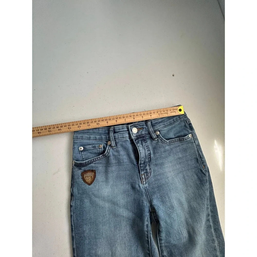 Ralph Lauren Kids Blue Denim Jeans Embellished Logo Straight‎ Leg Cotton Blend